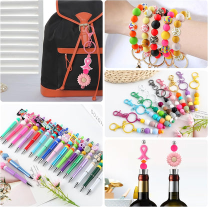 65Pcs 19mm Silicone Beads for Keychain Making Bracelet Necklace, Bulk Round Silicone Beads for Pens（Christmas Green） - Colors B