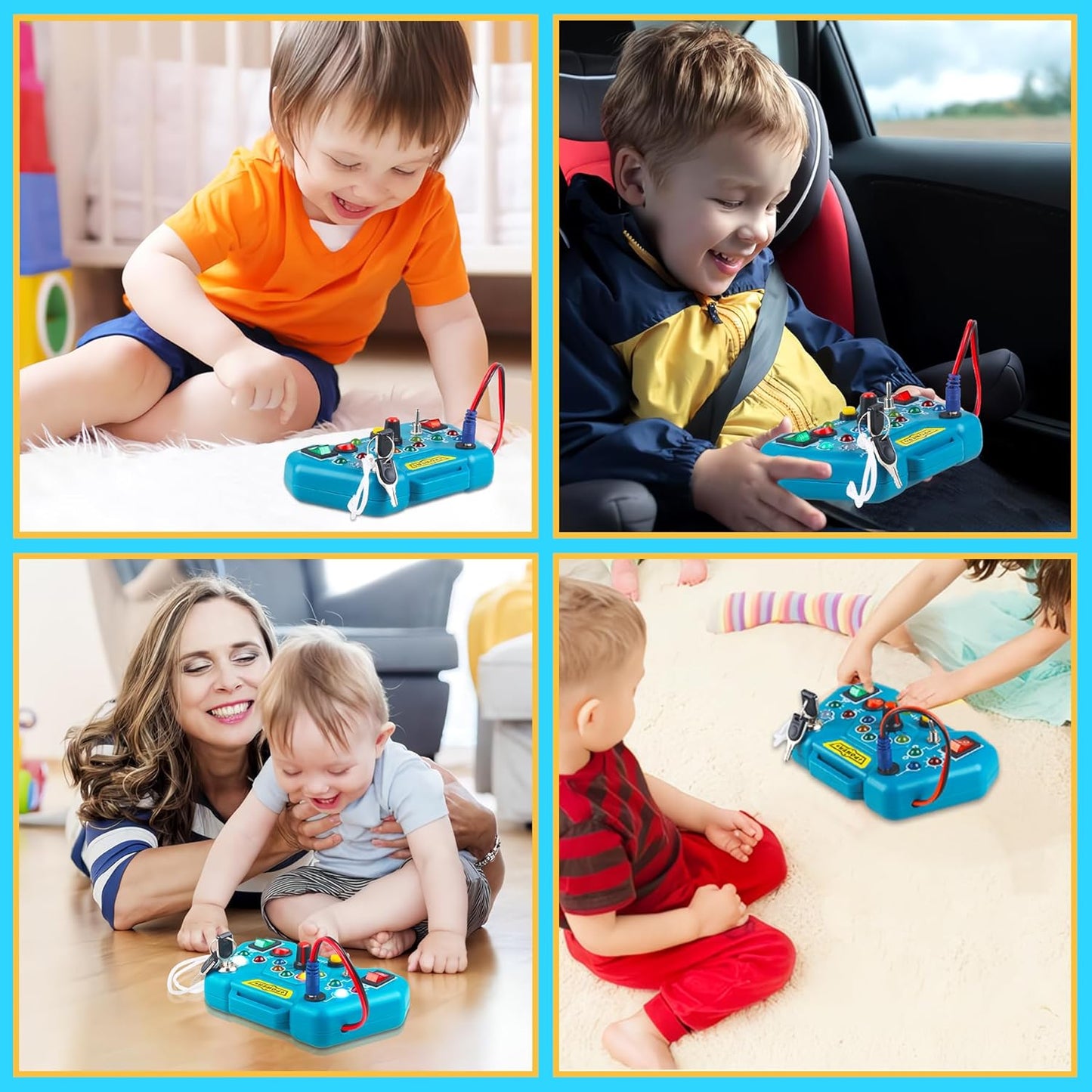 Toddler Toys LED Busy Board,Montessori Toy for 1-3 Year Old, Kids Sensory Board, Light Switches Preschool Learning Activities Travel Toy for 1 2 3 4 Boys Girls Birthday