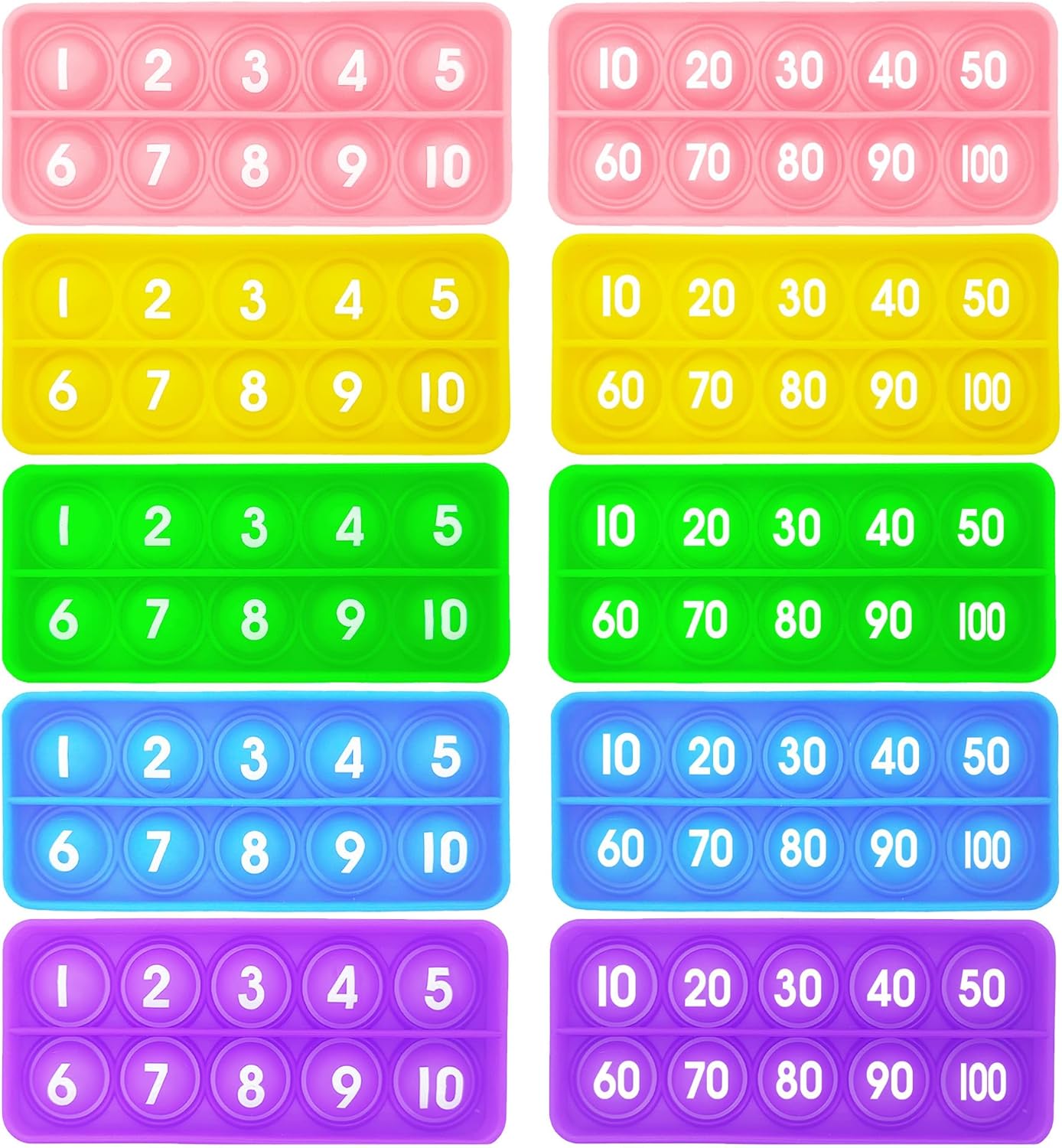 Ten Frame Popper, Math Fidget Sensory Toys, Ten-Frame Counting Toy, Educational Toy for Kids, Classroom Group Learning Activities for Toddler(Pack of 10)