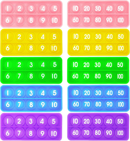 Ten Frame Popper, Math Fidget Sensory Toys, Ten-Frame Counting Toy, Educational Toy for Kids, Classroom Group Learning Activities for Toddler(Pack of 10)