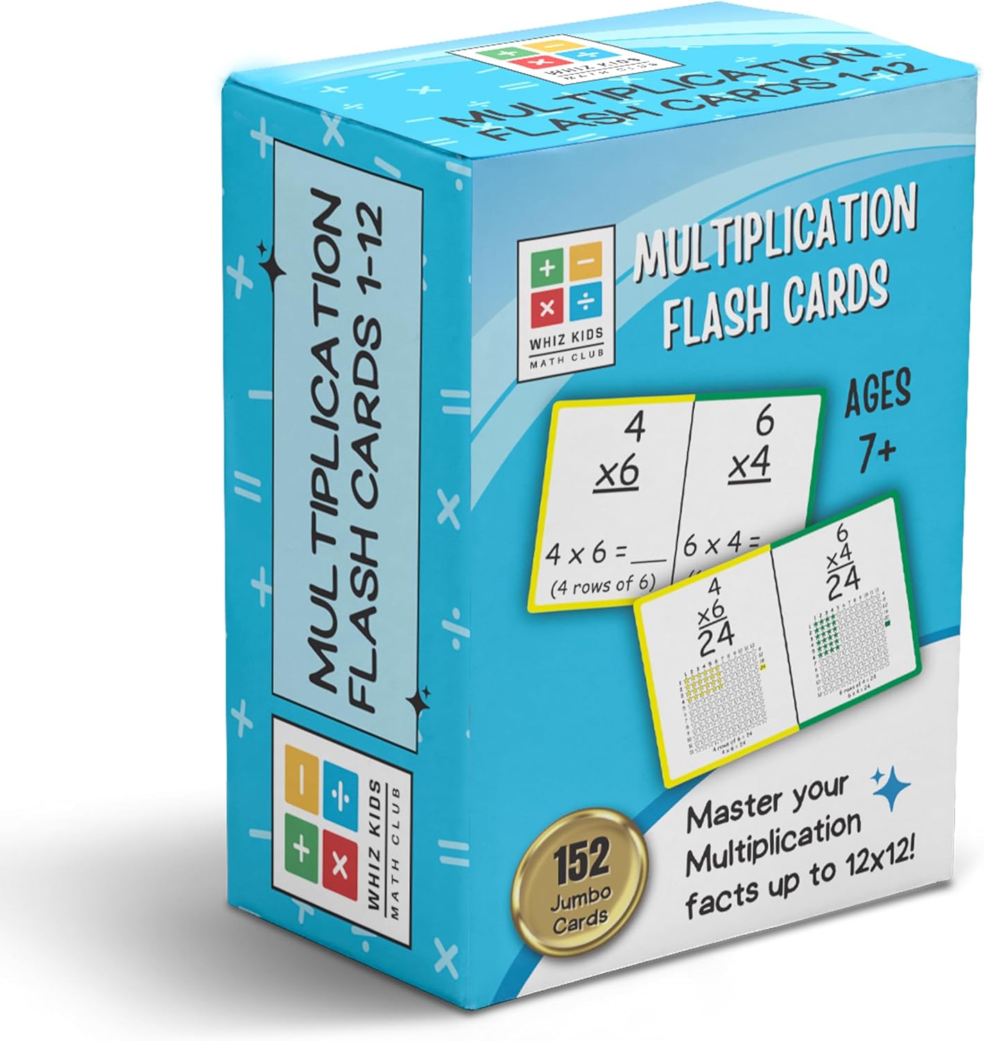 Multiplication Flashcards – Jumbo 6"x4" Colorful Flash Cards with Visual Pictures and Multiplication Properties – Educational Math Tool for Kids to Learn Times Tables Quickly