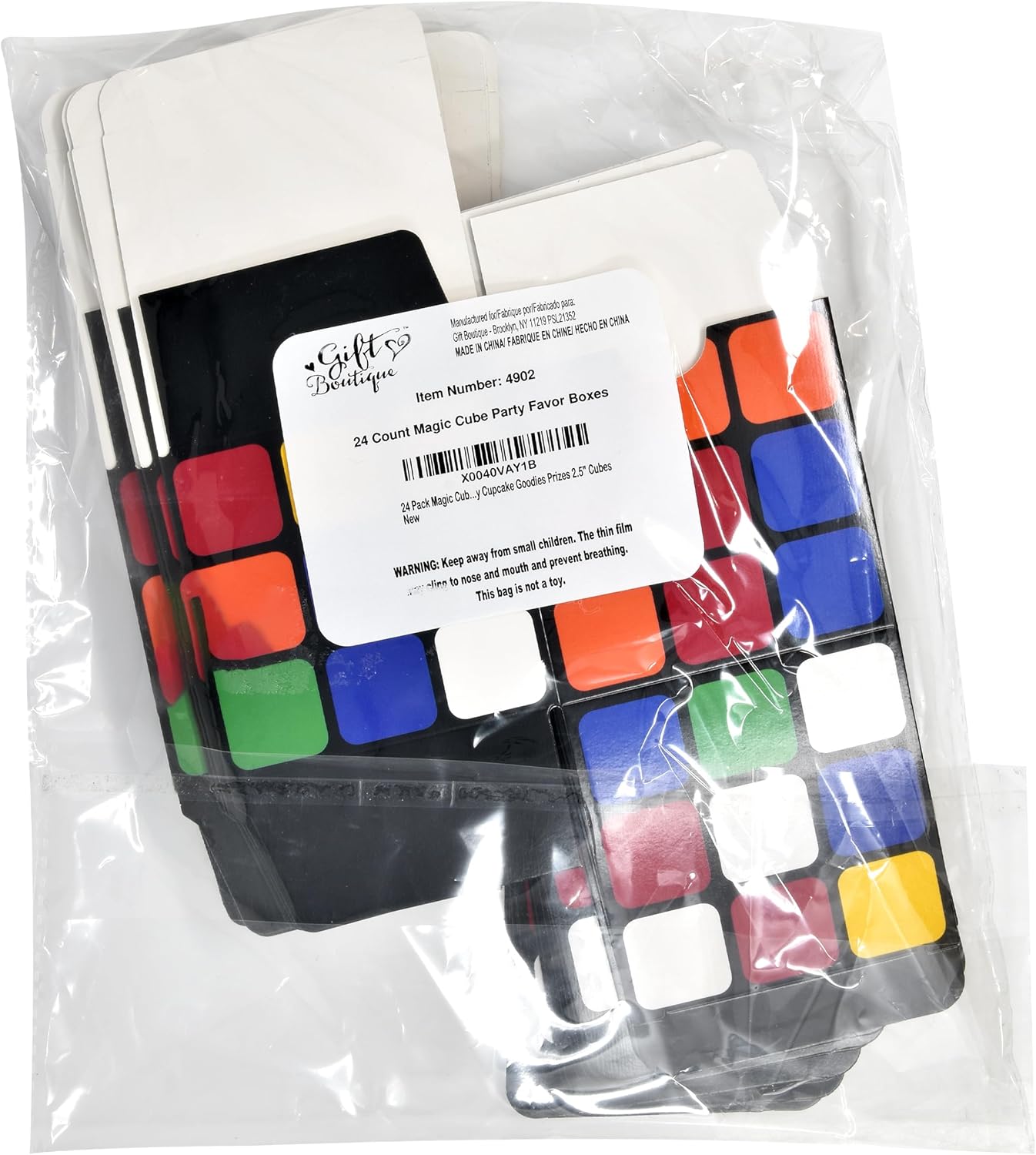 Gift Boutique 24 Pack Magic Cube Party Favor Boxes Cubes Puzzles Game Box Cardboard Gift Box Wrapping for Birthday Party Favors Supplies Decorations Fill with Candy Cupcake Goodies Prizes 3" Cubes