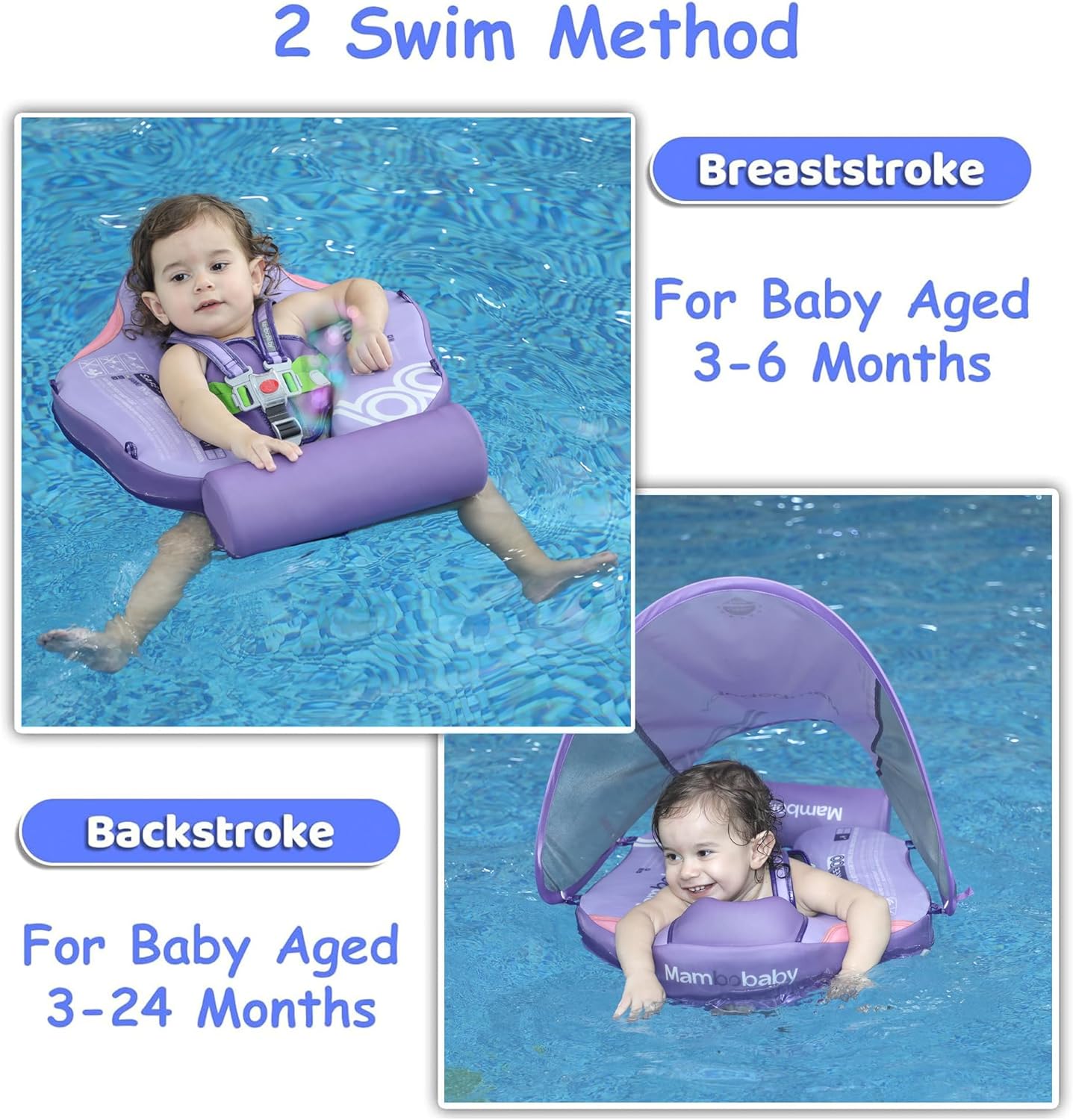 Baby Pool Float with UPF50+ 3D Adjustable Canopy, Add Tail Mambobaby Float Non Inflatable Infant Floats for Pool, Cartoon Narwhal Baby Floats (NPink with Canopy-U05NPCTLUROHML01U05)