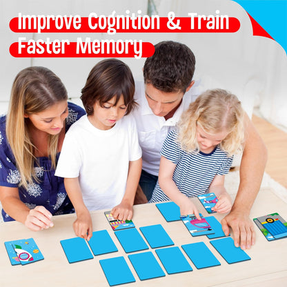 SpriteGru Jungle Animal Memory Game, 28 Chunky Cards Wild Animal Head Tail Matching Game 1-5 Players Memory Matching Game for Age