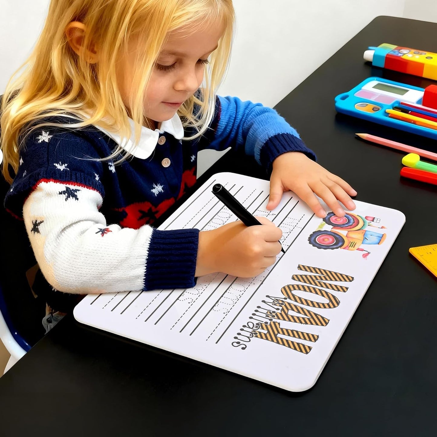 Personalized Kids Name Tracing Board, Custom Acrylic Dry Erase Board Handwriting Practice Board with Pen, Birthday Handwriting Sign Gifts for Kids