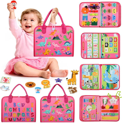 GOLIYEAN Toddler Busy Board - Montessori Toys for Toddler Boy Girl Birthday Gifts, Educational Learning Sensory Busy Book for Toddlers, Quiet Activity Books for Toddlers, Travel Toys for Airplane Car