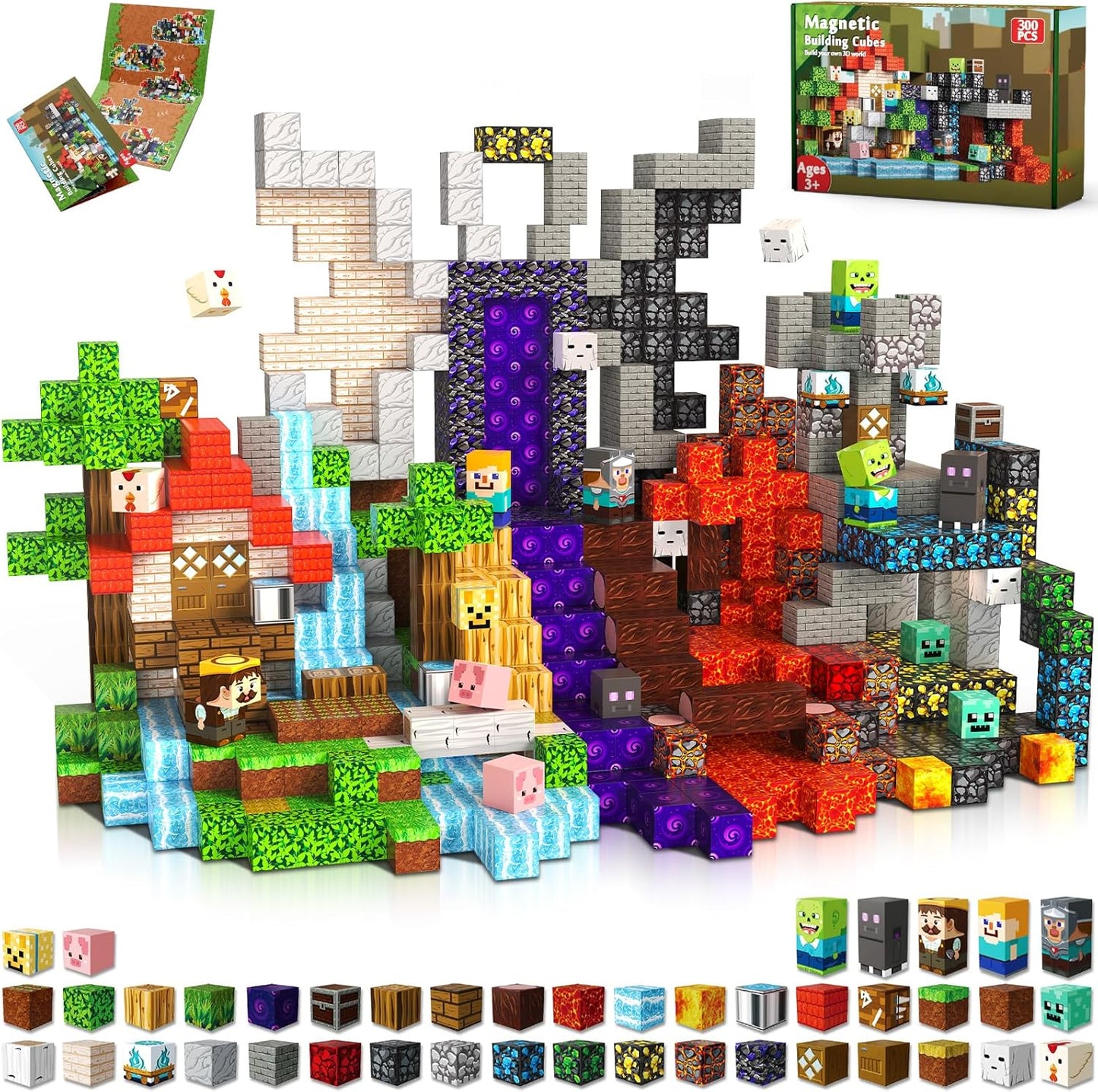 Magneverse 200 PCS 0.8in Magnetic Blocks - Magnet Toys for Kids, Magnetic Building Blocks Cubes, Stacking Magnets, School STEM Toys Birthday Gifts for Boys and Girls Age 3+ Years Old (Theme: Portal)
