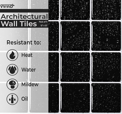 VViViD 11 Sheets Peel and Stick Grey Gloss Faux Ceramic Brick Wall Tiles, Self Adhesive Backsplash 12”x12”, 2mm Thick Kitchen, Bathroom (11 sq. ft.)