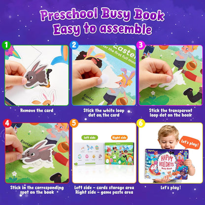 JoyCat Preschool Busy Book for Toddlers 3-5, Dual-Language Learning Activities, Educational Sensory Toys, Autism Learning Materials for Boys & Girls, English and Spanish Version