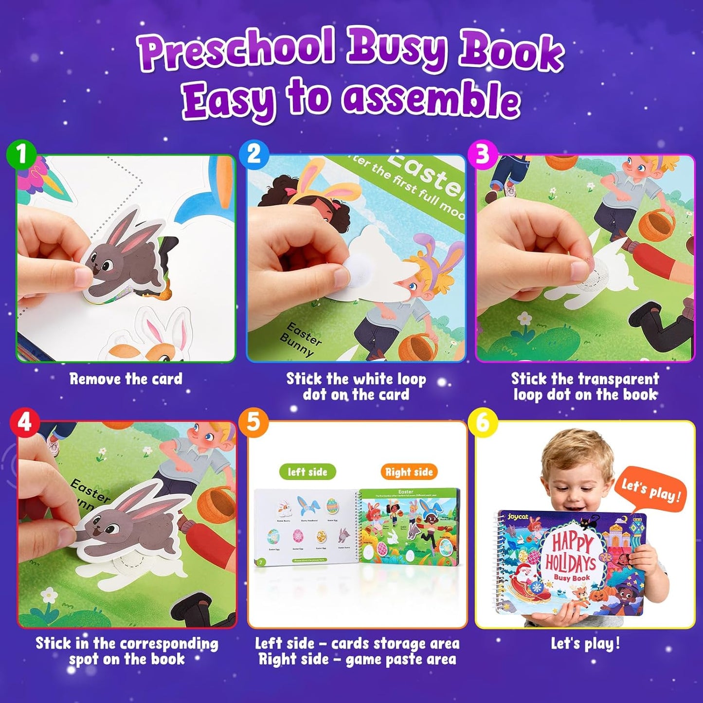 JoyCat Preschool Busy Book for Toddlers 3-5, Dual-Language Learning Activities, Educational Sensory Toys, Autism Learning Materials for Boys & Girls (Daily Life)