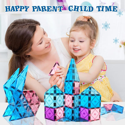 KAEILORU Magnetic Tiles Road Set with Car Magnet Building Tile Toys for Kids Ages 3-5 4-8 5-7 Magnetic Blocks Expansion Pack STEM Construction Valentines Toys Boy Girl Toddler Birthday Gift 42pcs