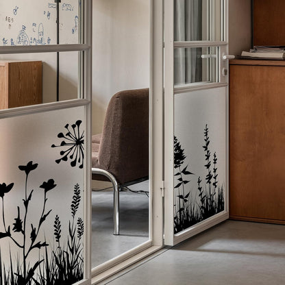 DKTIE Window Privacy Film Flowers Pure White Pattern Stained Glass Window Film Decorative Frosted Glass Window Film Sun Blocking Heat Control Static Cling (A274, 17.5" x 78.7")