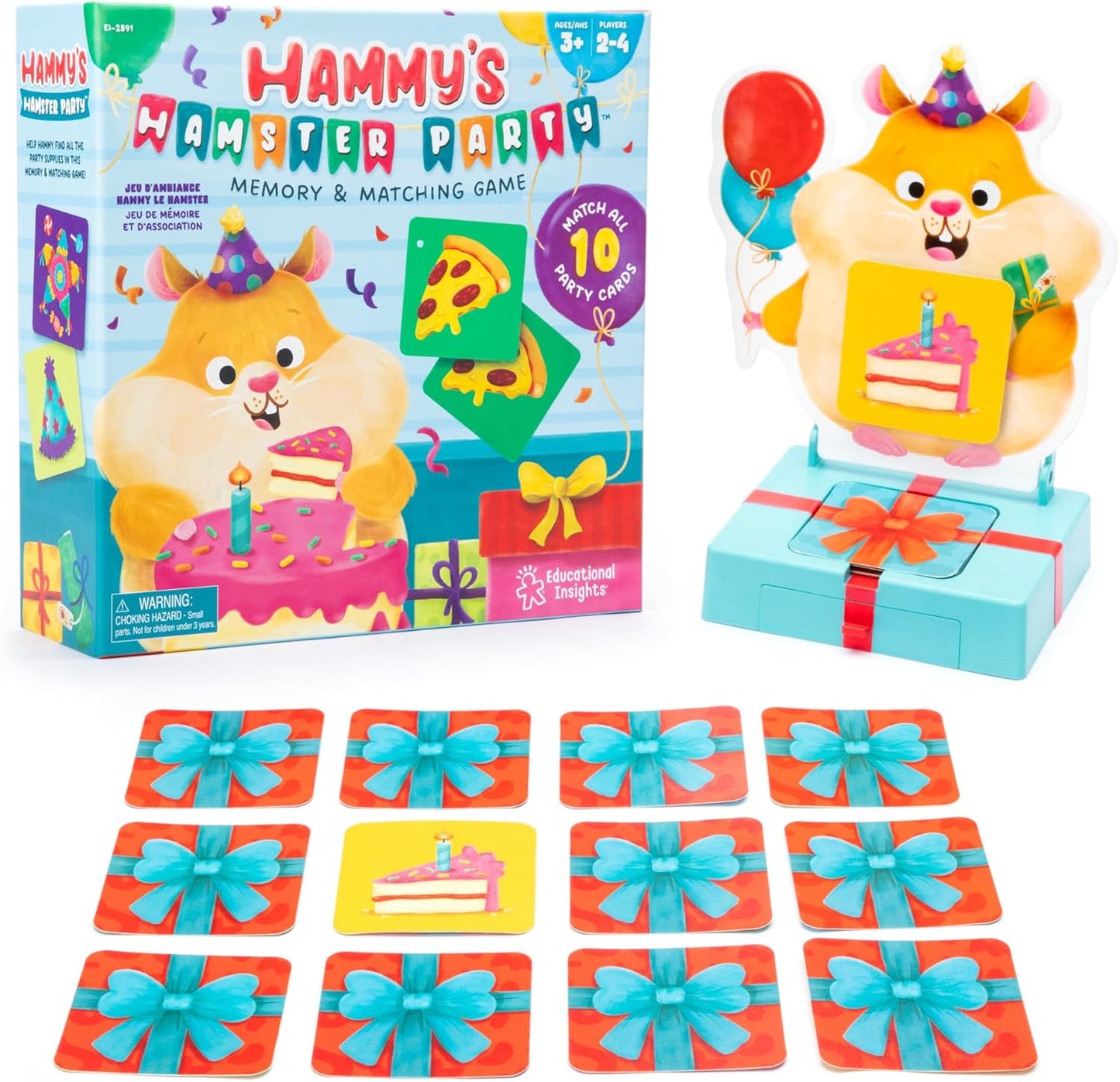 Educational Insights Hammy's Hamster Party - Animal Memory Matching Game for Kids, Skill-Building Toddler Games Ages 3-5, Memory Game with Matching Cards, Learning Preschool Games for Toddlers