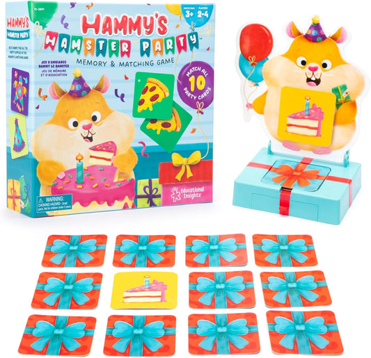 Educational Insights Hammy's Hamster Party - Animal Memory Matching Game for Kids, Skill-Building Toddler Games Ages 3-5, Memory Game with Matching Cards, Learning Preschool Games for Toddlers
