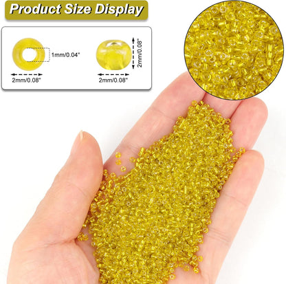 10100 Pcs Size 11/0 Glass Seed Beads, 2 mm Dark Green Small Mini Spacer Loose Pony Beads for Jewelry Making and DIY Crafts - Colors A