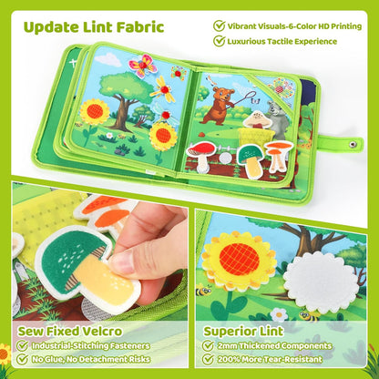 Toddler Busy Board for 1 Year Old, Montessori Toy Sensory Busy Book for Toddler 1-3 Fishing Game Fine Motor Skill, Learning Car Ride Airplane Activities Travel Essential 2-4 Birthday Gift for Boy Girl