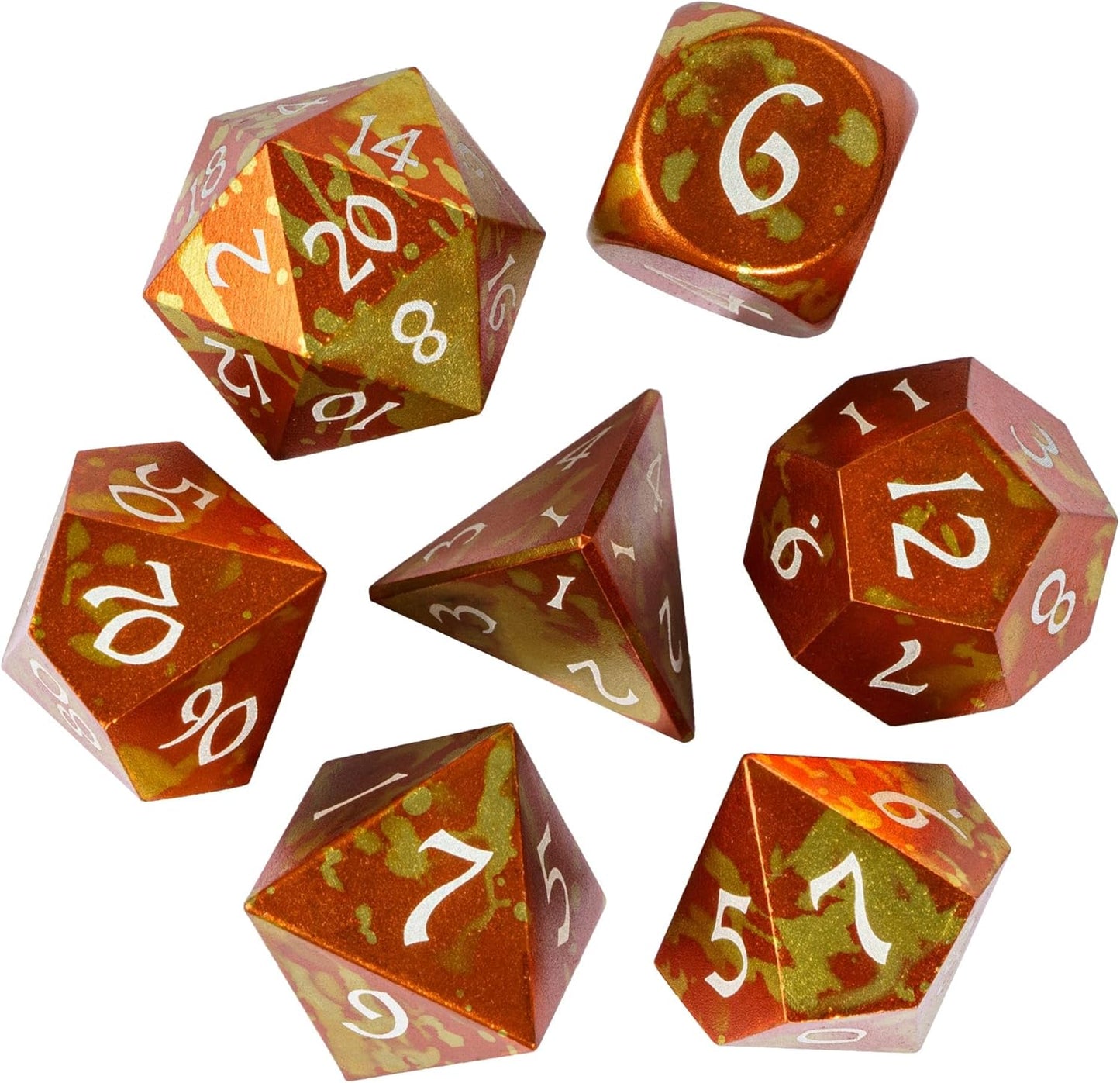 UDIXI Steampunk Metal Dice Set, 7 Die Polyhedral DND Dice Set for D&D Role Playing Game and Math Teaching (Ancient Copper)