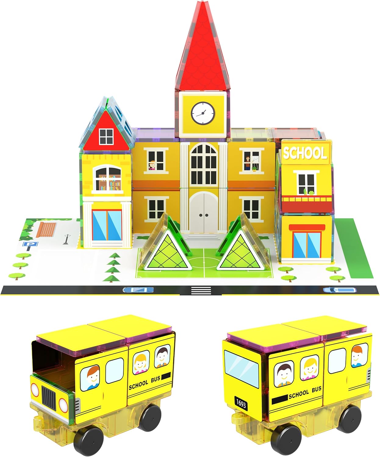 PicassoTiles Magnetic Building Block Set Geometry Shape Magnet Tiles Construction Toy STEM Learning Kit Educational Playset Playboard Pretend Play Stacking Blocks Child Brain Development PT16