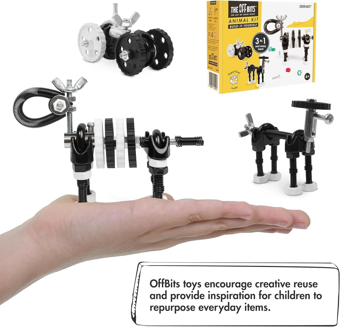 The Off Bits Erector Set: Animal Mini STEM Toys for Kids 6+, Toy Building Sets with Nuts & Bolts, STEM Building Toys Gifts for Boys and Girls (Blue Elephant)