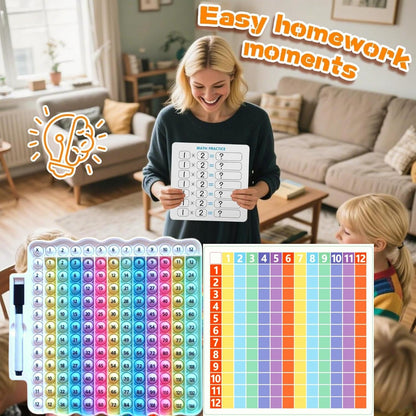 12x12 Multiplication Chart Popper, Digital Multiplication Table Game Board-Math Manipulative Toy, 3rd Grade Fidgety Popper for Kids Learning, Multiplication Machine Times Table