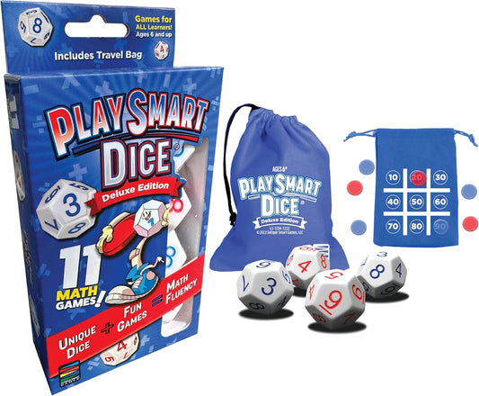 Semper Smart Games PlaySmart Dice Deluxe Math Game – Educational Arithmetic Dice Activity for Kids 6+, Fun Family Learning Game with 11 Math Games for Mental Calculation, Classroom, Home & Travel