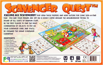 Scavenger Quest Board Game, Fun for Kids and Adults, 2-4 Players, Ages 5+, Family-Friendly Outdoor Themed Seek-and-Find Board Game. Skill-Building & Educational Fun.