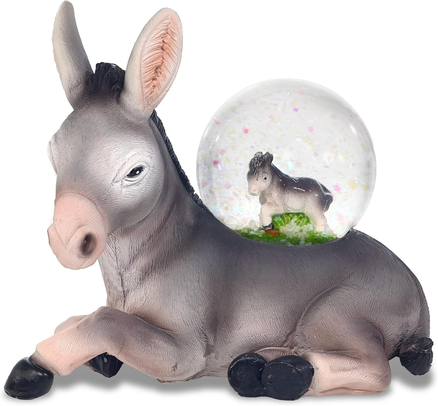 CoTa Global Donkey Snow Globe Decor - Beautiful Pink Sparkle Snow Donkey Figure Decor, Unique Snow Globes for Kids and Adults, Collectible Glitter Globes Ornament for Home, Birthday, Christmas - 45mm