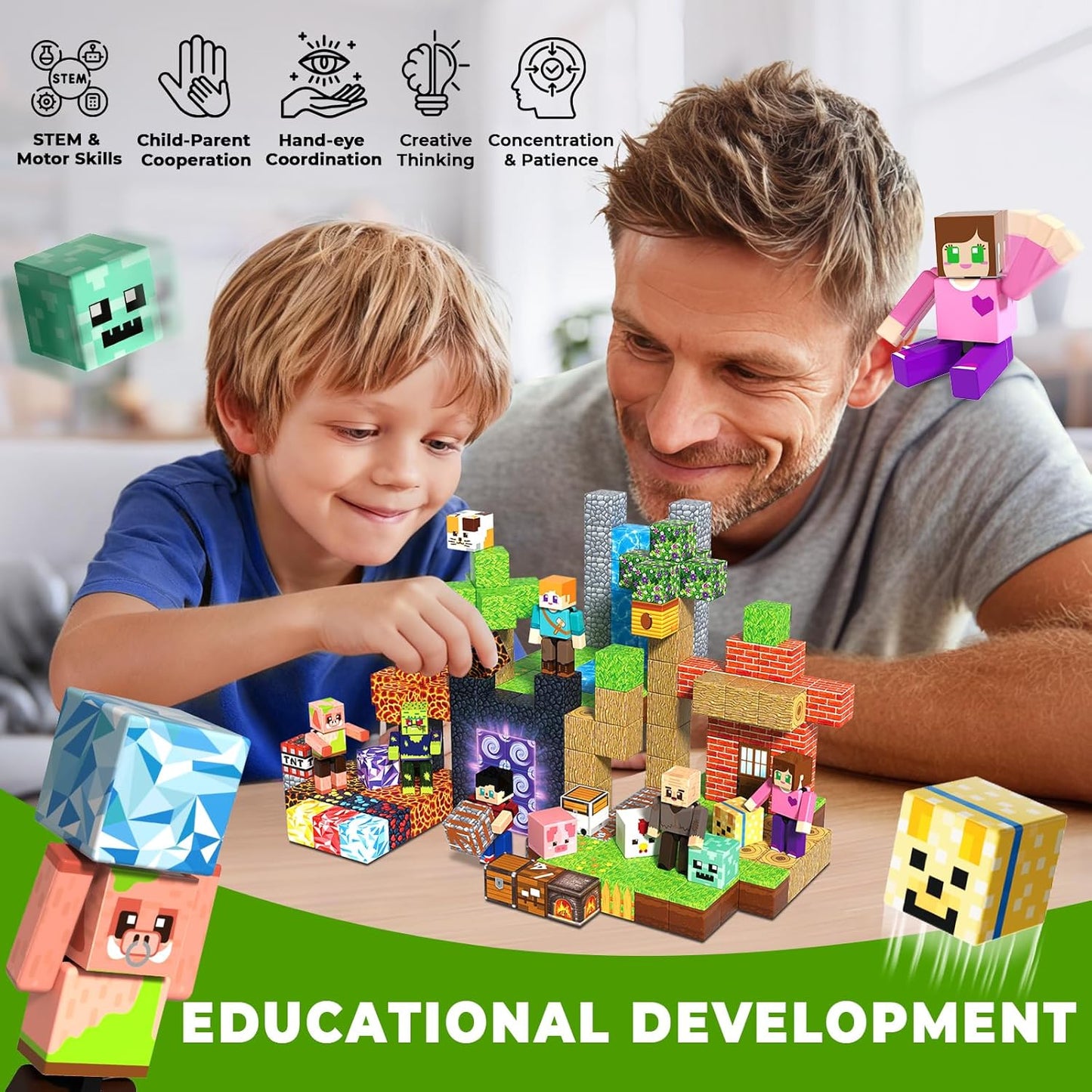 160 Pcs Magnetic Blocks - Magnetic Building Blocks for Kids Ages 4-8, Magnet Cubes Stacking Toy, Classroom STEM Toys, Birthday Gift for 3+ Year Old Boys Girls (Patent Pending)
