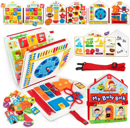 Coogam Toddler Felt Montessori Busy Book, Activity Busy Sensory Boards Fine Motor Skill Quiet Book Car Travel Busy Binder Autism Toys Preschool Learning Educational Toy Gift for 3 4 5 Year Old Kids