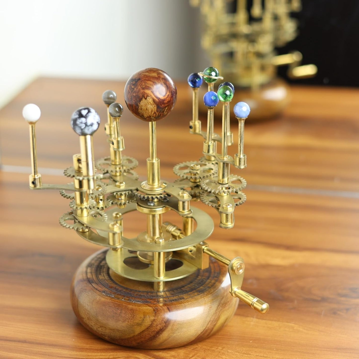 Solar System Model | Educational & Decorative Astronomy Orrery | Premium Brass Mechanical Planetarium (8" Earth & Moon)