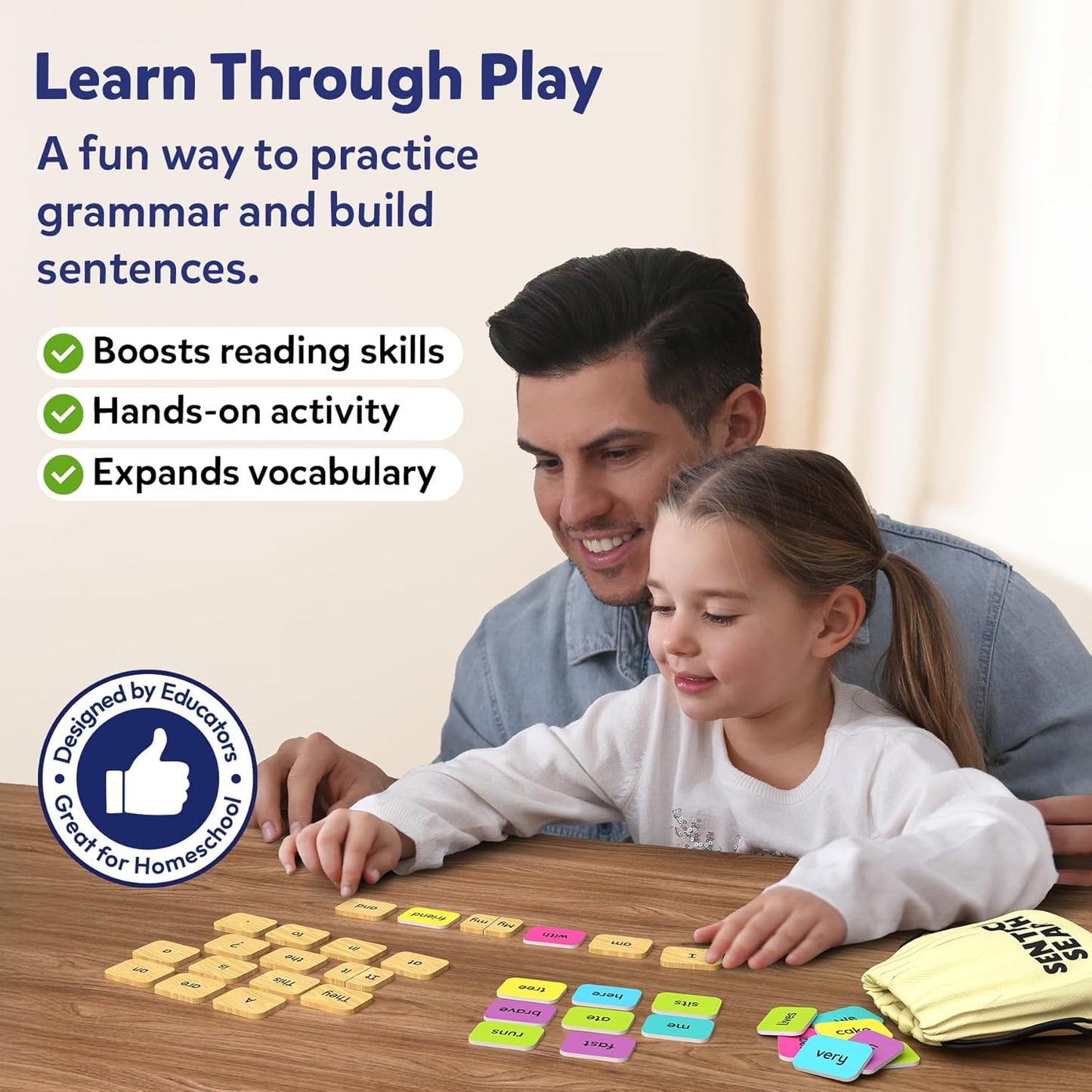 Skillmatics Educational Board Game - Sentence Search, Fun Learning Toys and Games for Kids, Sentence Building Activity, Creative Word Play, 120+ Tiles (1.3 x 1 Inches), Gifts for Ages 5, 6, 7, 8