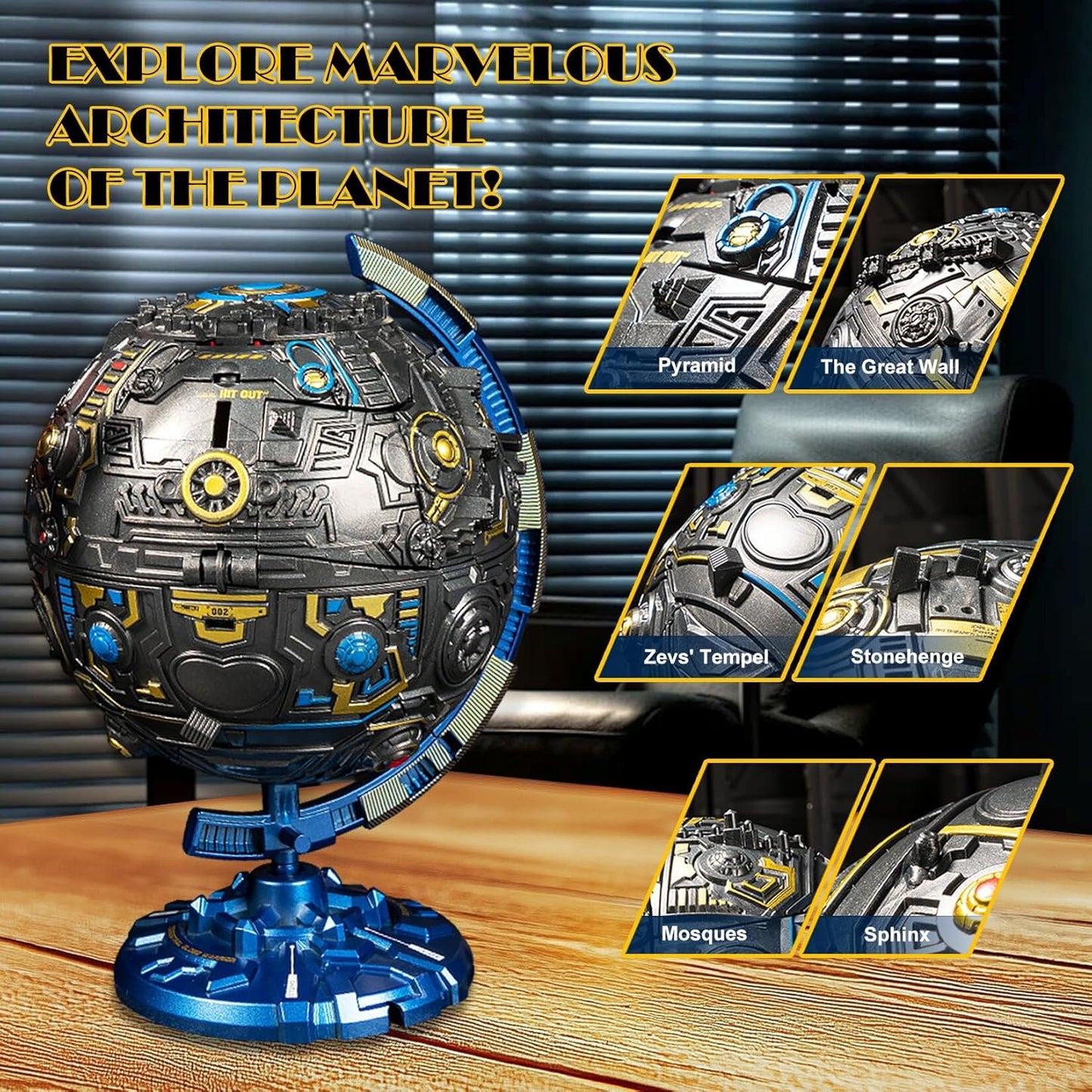 Globe Transforming Toy, 2 in 1 Transform into Robot Action Figure, DIY Transformation Figure Toys for Kids & Adults Action Figures for Boys Party Favors Gift