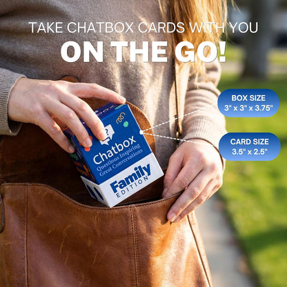 Chatbox 200 Conversation Starter Cards - Family Games for Kids and Adults - Fun Travel Games - Party Card Game - Conversation Cards - Couples Card Game for Game Night