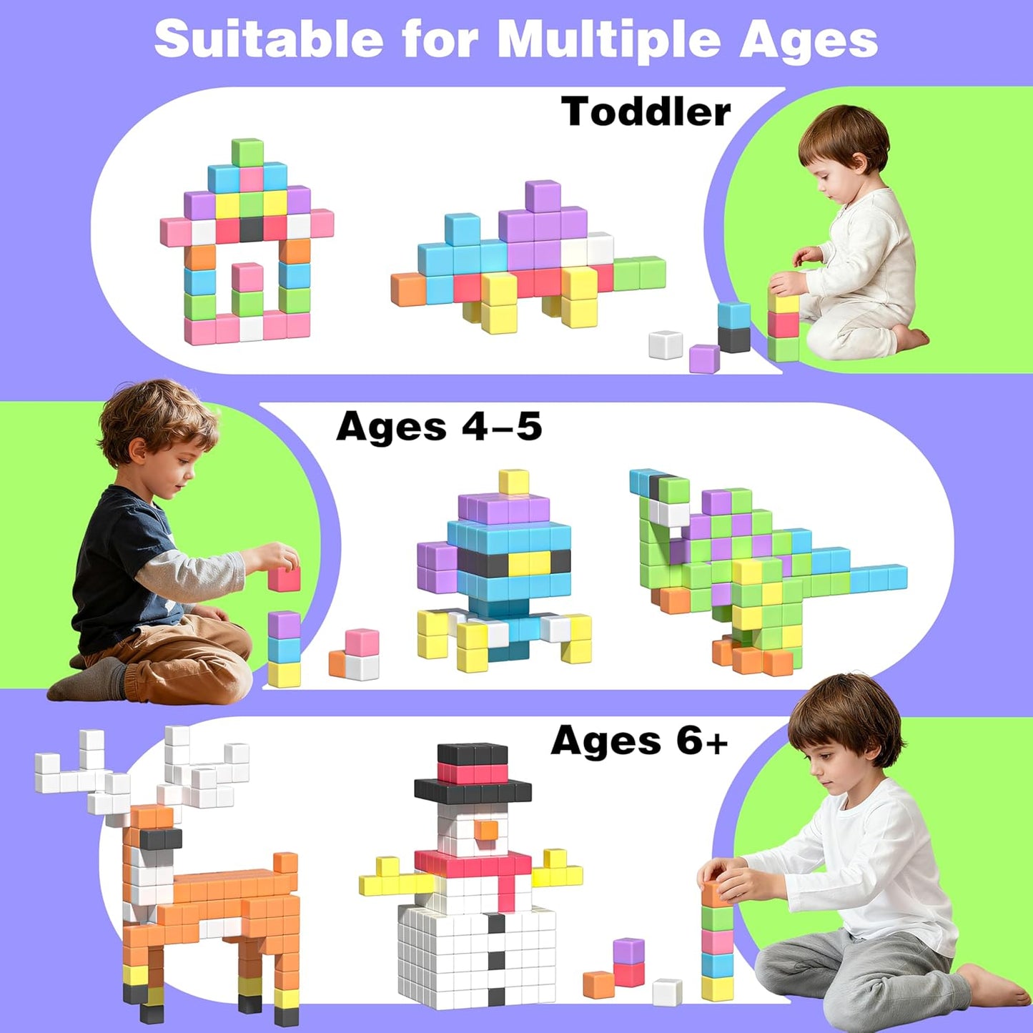 Apluses 45PCS Magnetic Blocks - Transparent Magnet Cubes, Toddler Building Blocks, Sensory Autism Gifts for Kids Ages 3+, Preschool Travel Toys for 3-5 Year Old Boys and Girls