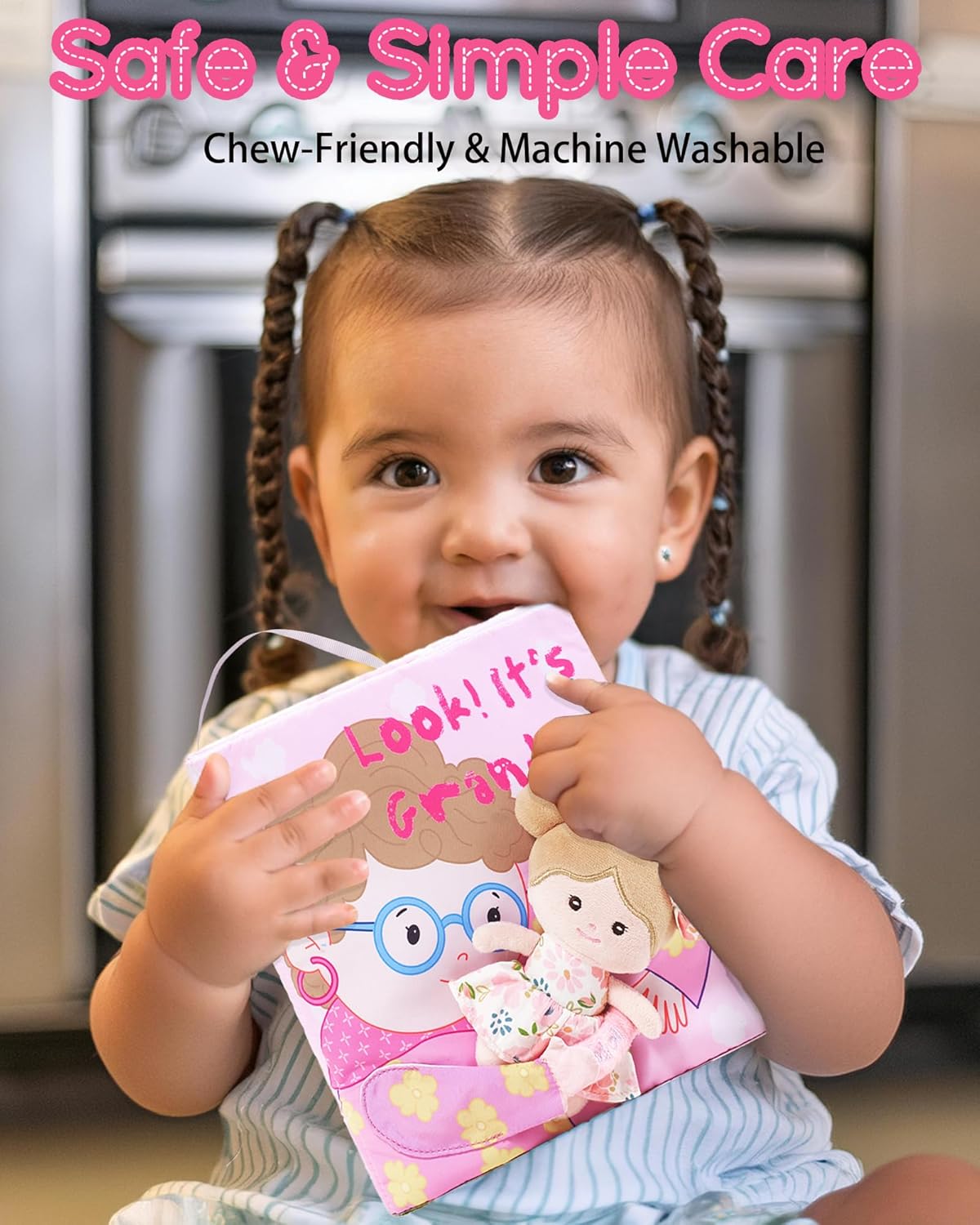 LeyaDoll Interactive Sensory Soft Cloth Book, Educational Crinkle Quiet Activity Busy Book for Babies,Toddler Travel Toy Gift for 1-3 Year Old Boys and Girls (A Berry Special Day)