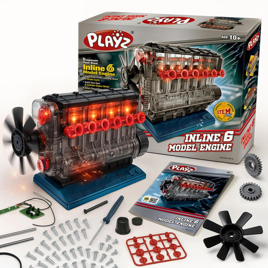 Playz V8 Combustion Engine Model Kit That Runs - Build Your Own STEM Mini V8 Model Engine Kit for Adults & Kids Age 12+, Visible V8 Mini Engine Kit That Works for Adult w/ 270 STEM Parts