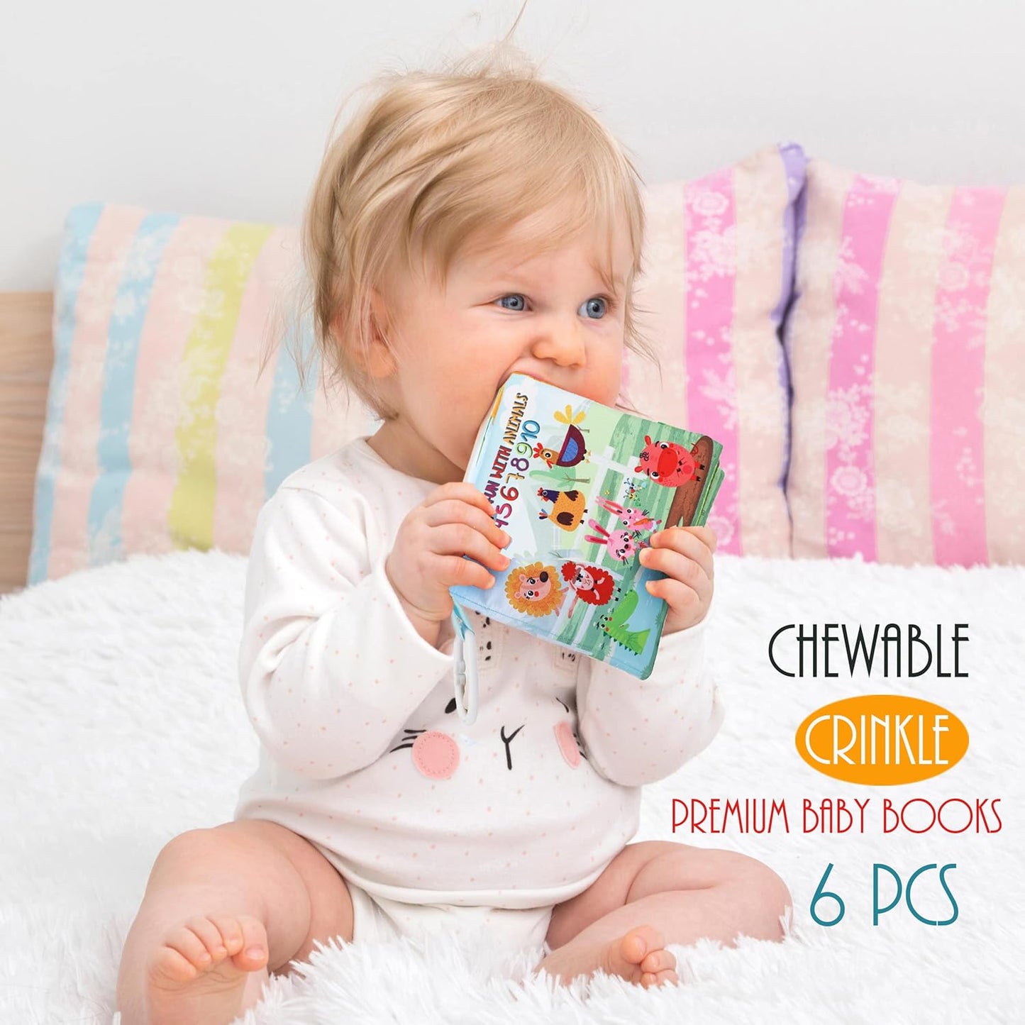 Baby Books Toys Gifts, Touch and Feel Cloth Crinkle Books for Babies,Infant Toddler Baby 0-3-6-12-18 Months,Early Learning Toys 6 to 12 Months 1-2 Years Old, Easter Shower Gift for Boys Girls,4 PCS