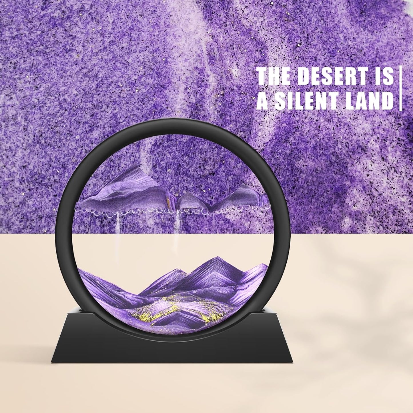 Wai Danie Moving Sand Art Picture 3D Hourglass Deep Sea Sandscape Liquid Motion Display Painting Flowing Sand Frame Relaxing Desktop Home Office Work Decor (Black, 12 Inches)