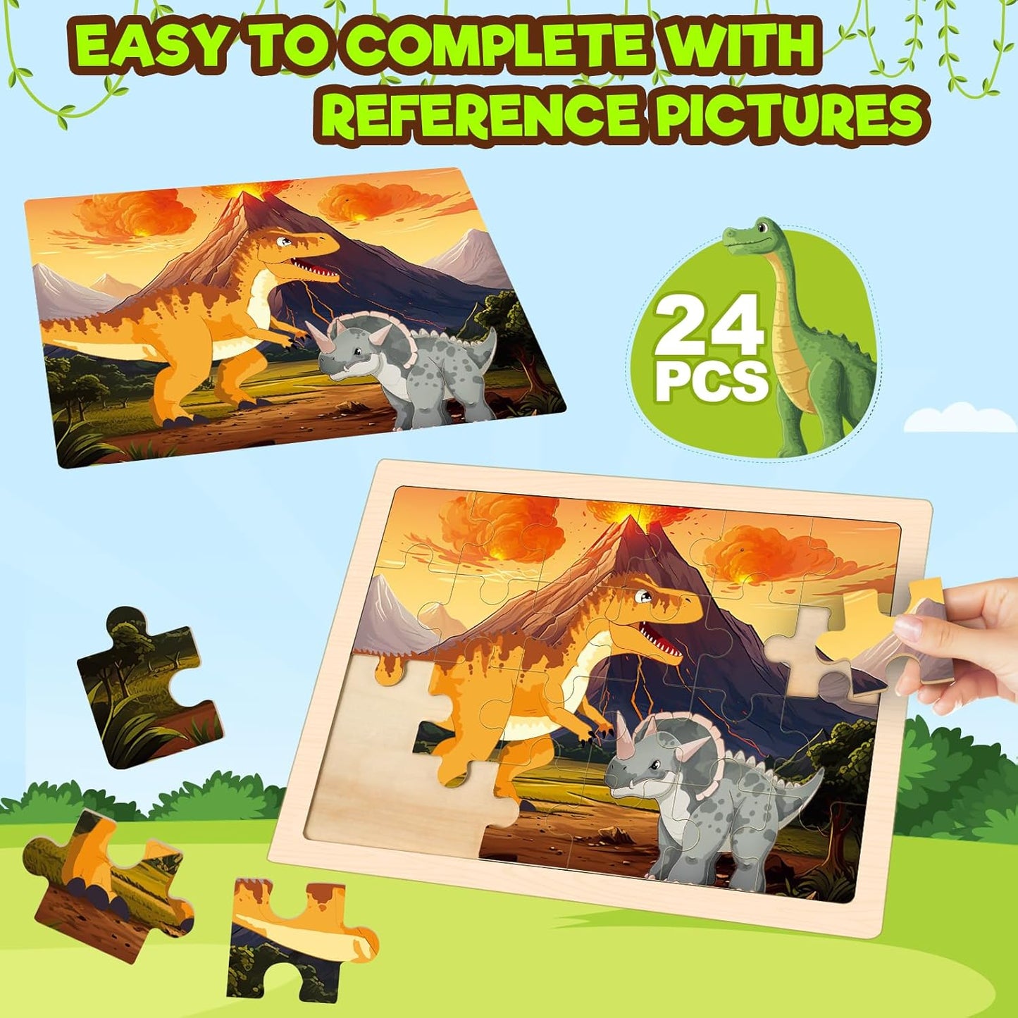 Puzzles for Kids Ages 4-6, 4 Packs Wooden Animals Jigsaw Puzzles for Toddlers Ages 3-5, Preschool Educational Puzzles Boards Toys Gifts for 3 4 5 6 Boys Girls