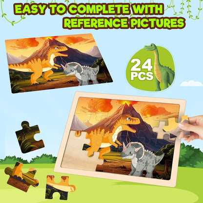 Puzzles for Kids Ages 4-6, 4 Packs Wooden Animals Jigsaw Puzzles for Toddlers Ages 3-5, Preschool Educational Puzzles Boards Toys Gifts for 3 4 5 6 Boys Girls