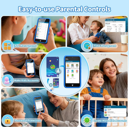 MOMILLA Kids Smart Phone Toys for Girls, 3.97” Touchscreen, Dual Cameras with Stickers, 200+ Games & 16GB Storage, Christmas Birthday Gifts for Kids Age 3-10, Educational Mini Toddler Play Phone Toy