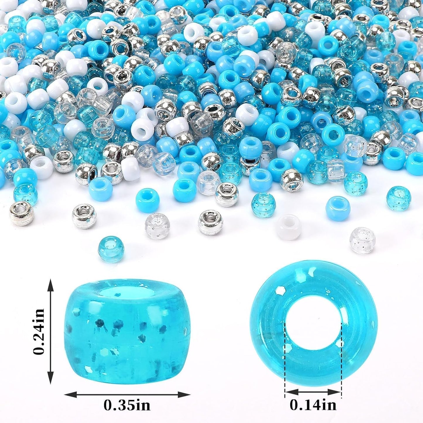 UPINS 1200Pcs Christmas Pony Beads Friendship Plastic Small Hair Beads Red Green White Pony Beads for Necklace Supplies (Christmas)