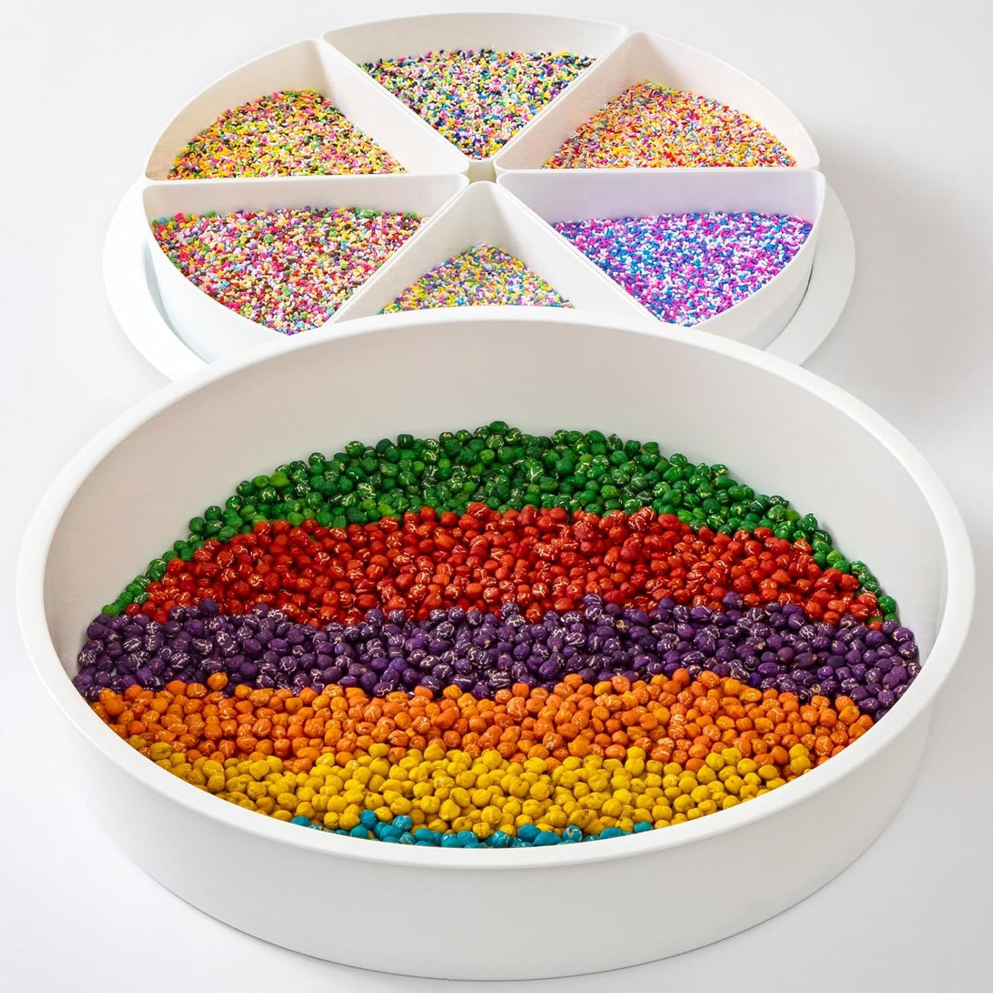 Round Sensory Bin with Lid – Large (16.9"), Sealable – 6 Removable Storage Dividers, Sensory Tray for Toddler Play and Educational Activities