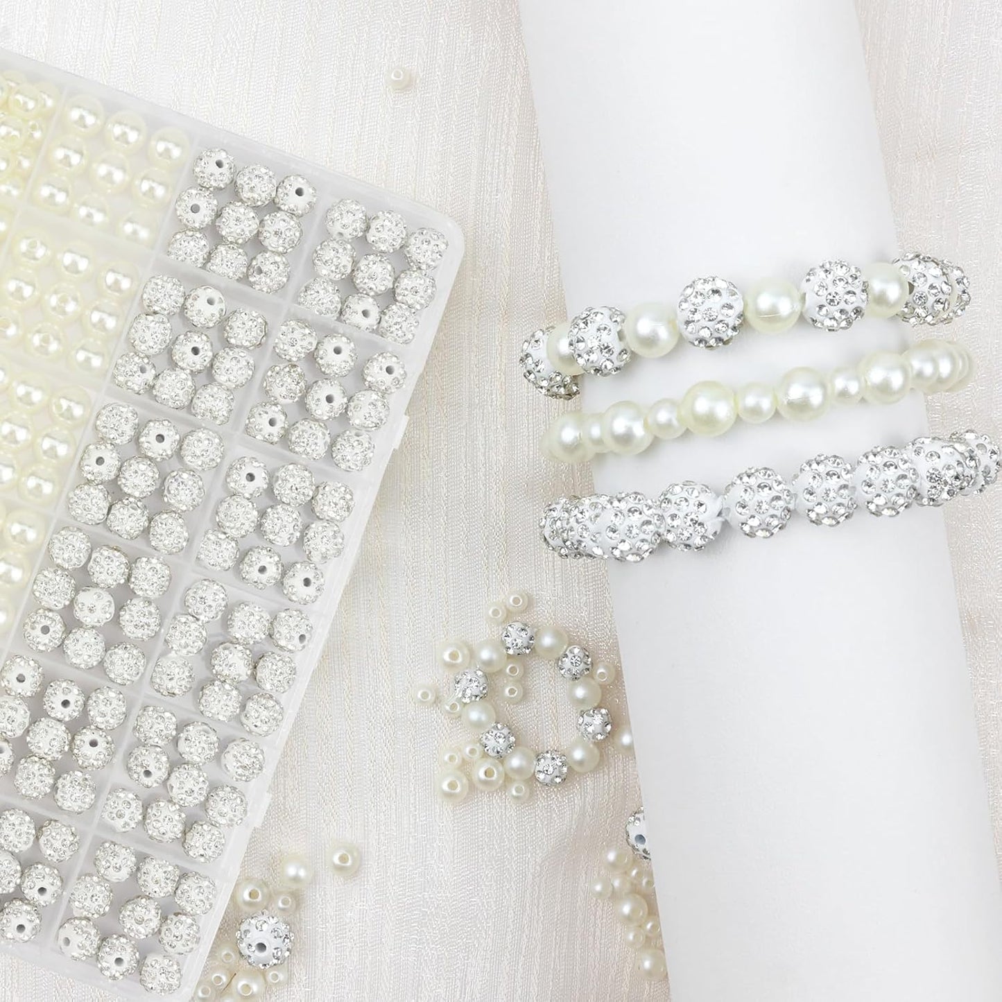 Hpebl 2136PCS Beads for Bracelets Pearl Bracelet Making Kit Friendship Bracelet Kits Bracelet Bead Kits Small Pearl Bead and Gold Beads Beading Kit for Bracelets Jewelry Making Kit