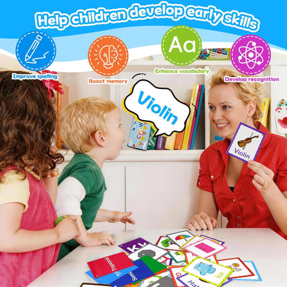Toddler Learning Flash Cards, 60 PCS Double Sides Flashcards for Alphabets, Numbers, Colors, Shapes, Sight Words, Baby Cognitive Flashcards for Kids, Preschool Kindergarten Learning Activities