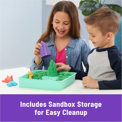 Kinetic Sand, Sandbox Set with 1lb Purple Play Sand, 4 Tools & Molds, Storage, Sensory Toys for Kids Ages 3 and up
