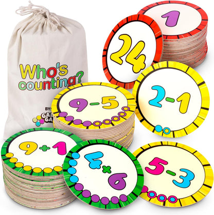 Math Flash Cards for Kids – Interactive Math Practice Kit with Addition & Subtraction, Preschool Learning Activities and Kindergarten Flash Cards for Classroom or Homeschool