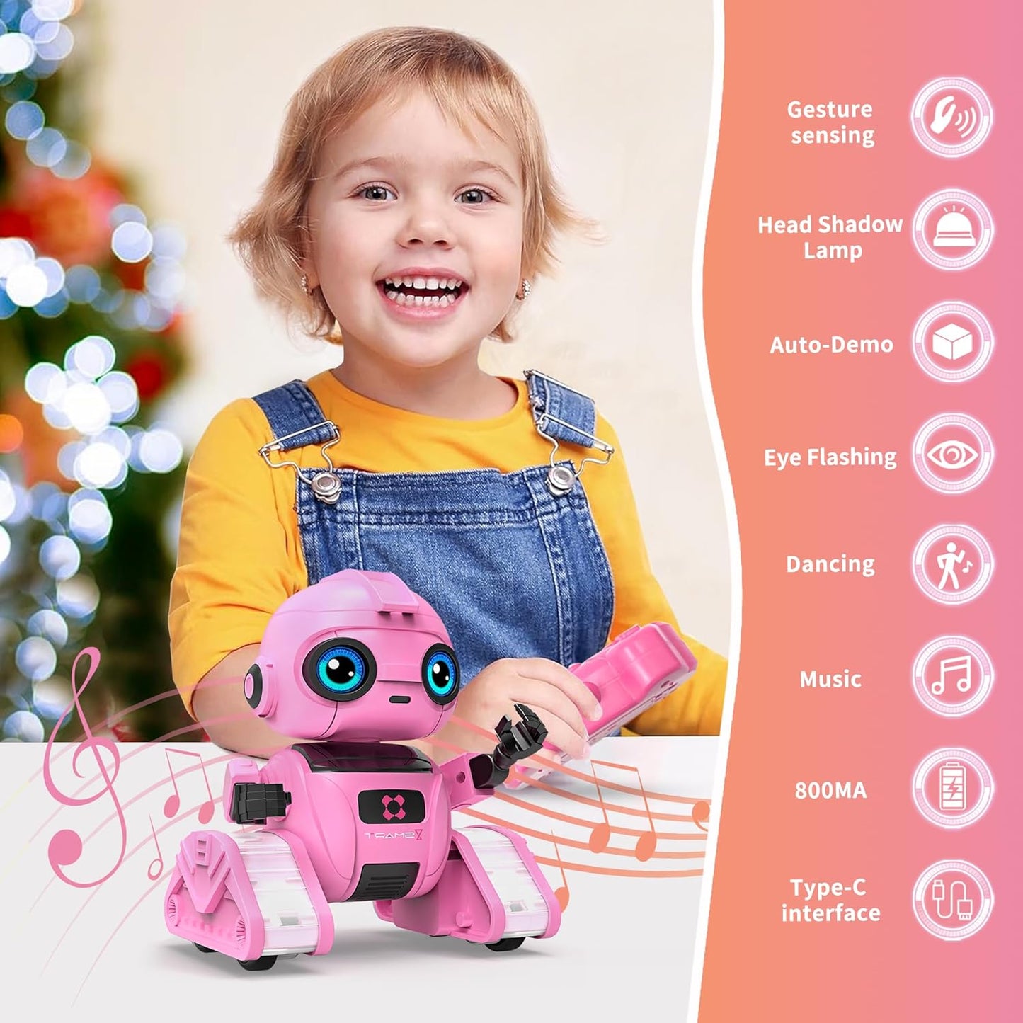 Robot Toys for Boys and Girls, Rechargeable Remote Control Robot with Auto-Demonstration, Light Projection, Dance Moves, Music, and Gesture Sensing –Toy Robot Gifts for 6+ Year Old Boys (Blue)