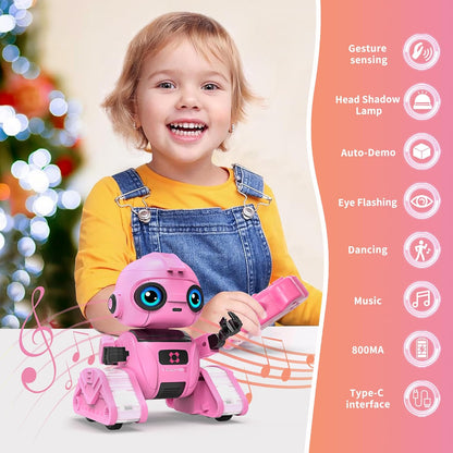 Robot Toys for Boys and Girls, Rechargeable Remote Control Robot with Auto-Demonstration, Light Projection, Dance Moves, Music, and Gesture Sensing –Toy Robot Gifts for 6+ Year Old Boys (Blue)