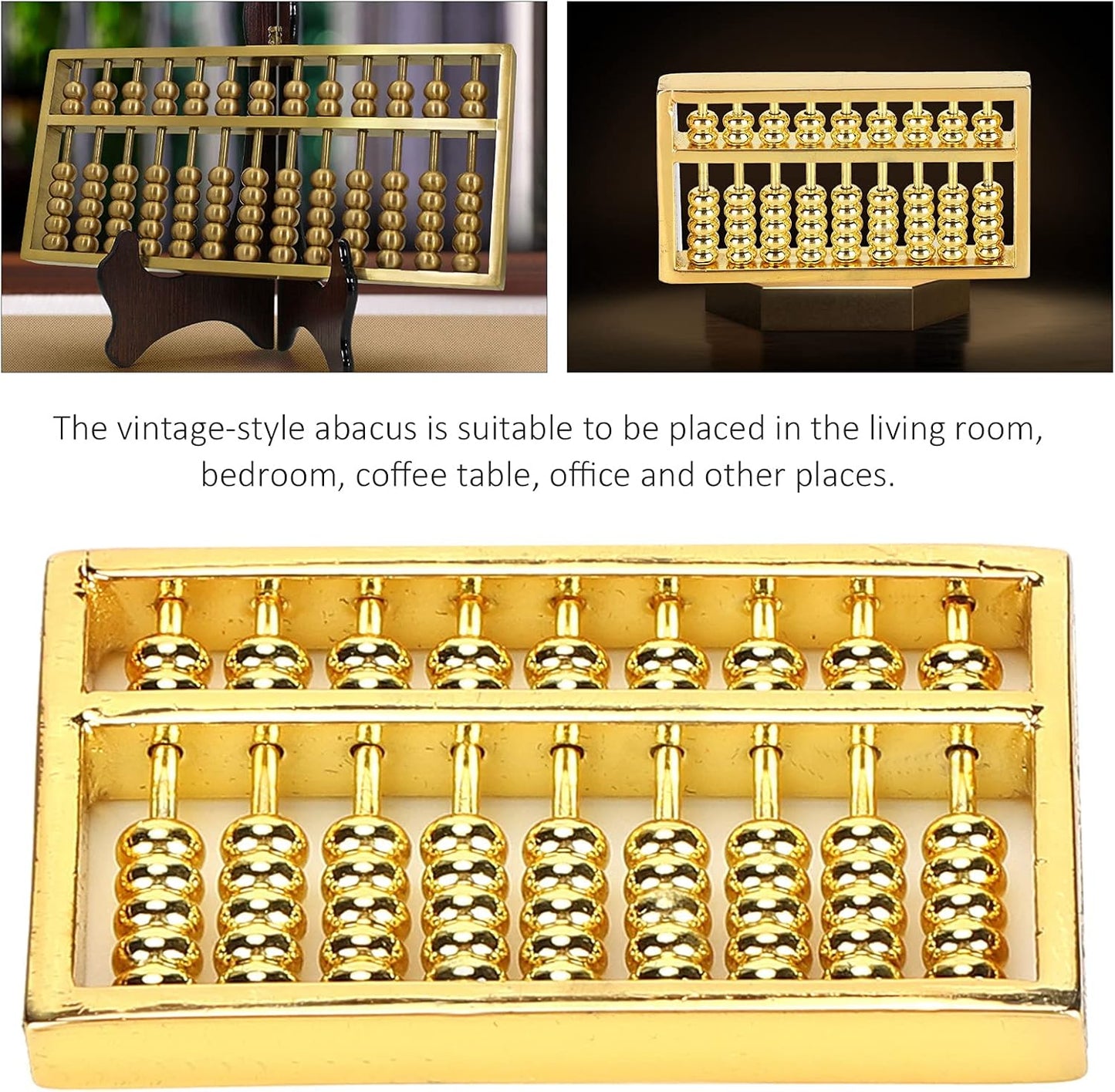 GLOGLOW Chinese Ancient Abacus, 1.8x1in Mini Brass Abacus 9 Gears Chinese Math Calculating Tool Educational Learning Kids Adult Collection